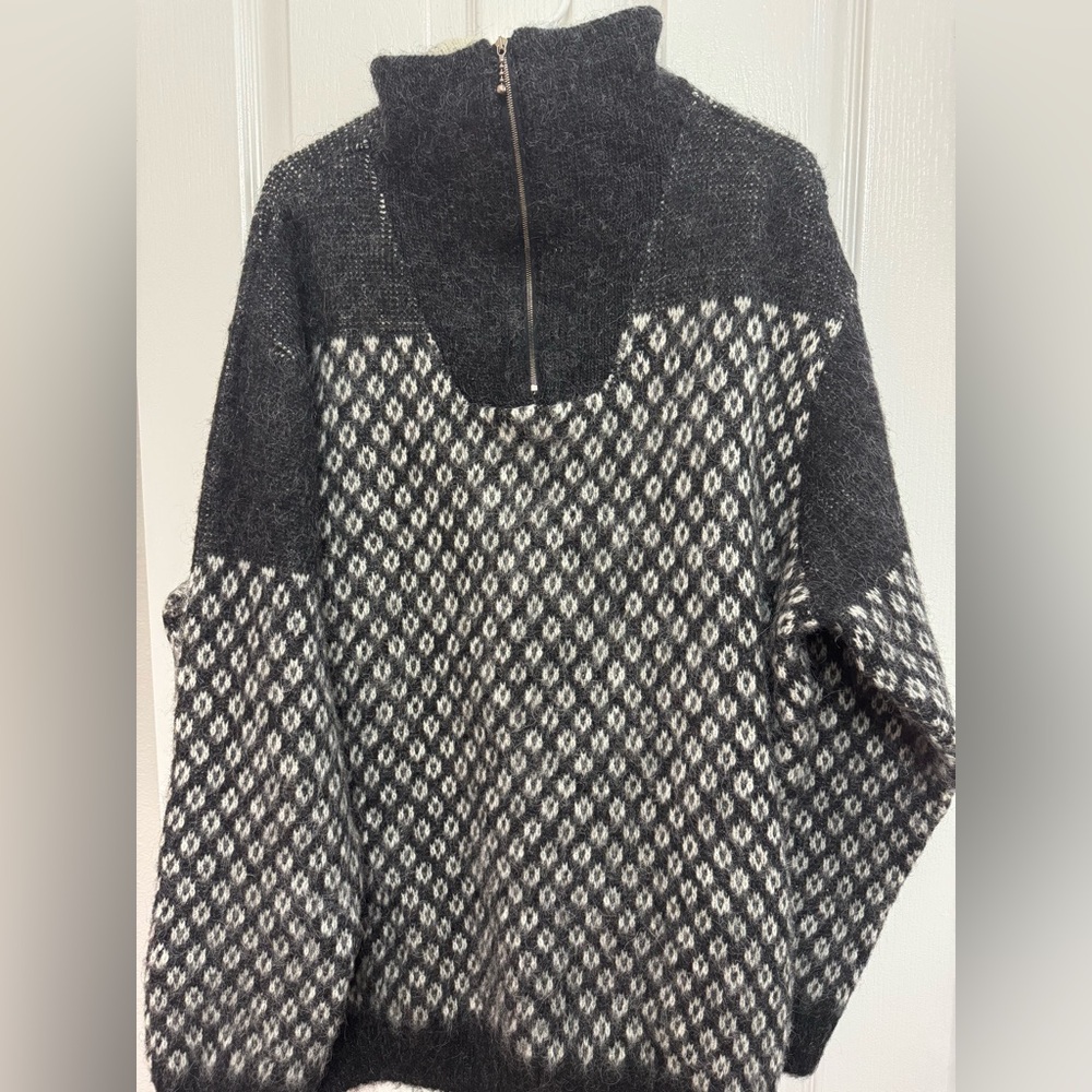 Vik Wool Icelandic Wool Sweater  Nordic Zip Neck Made in Iceland - Picture 4 of 12